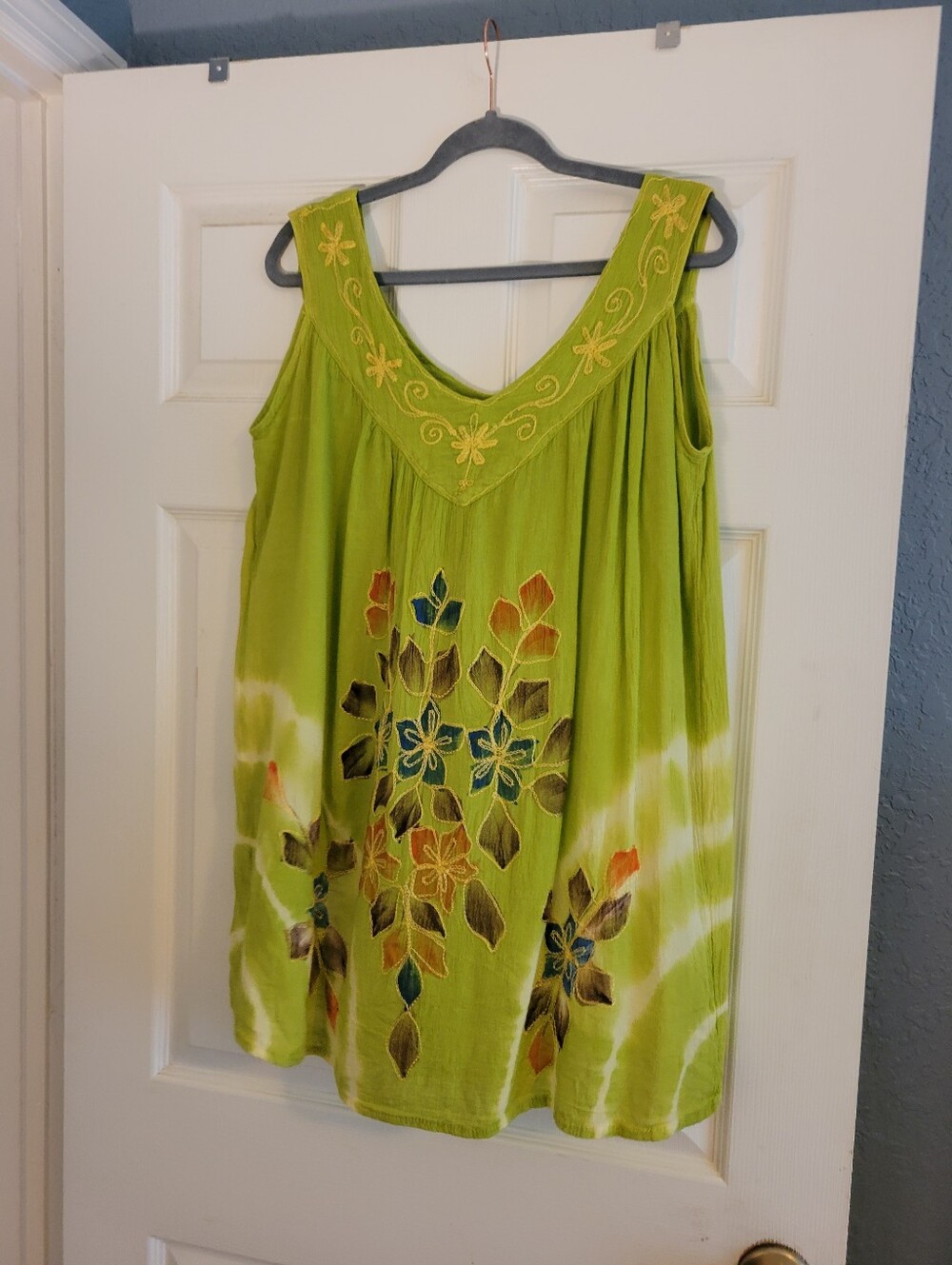 Asha Embroidered Tie Dye Green Sundress Free Size Festive Fashion Clothing